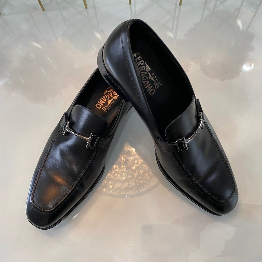 Salvatore Ferragamo Mens Seattle Gancini Bit Leather Loafers Size 9.5